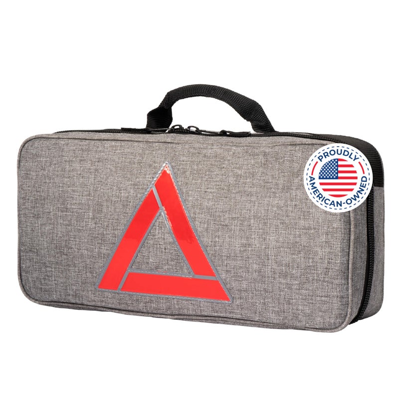 مجموعة طوارئ السيارات من Thrive للمركبات مجموعة طوارئ على جانب الطريق 104 قطعة مجموعة سيارات للطوارئ مجموعة طوارئ على جانب الطريق مع كابلات قفز و مجموعة إسعافات أولية صغيرة حقيبة رمادية